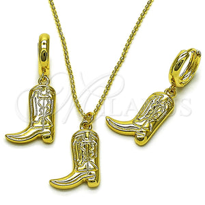 Juego de Arete y Dije de Adulto 10.341.0015 Oro Laminado, Diseño de Zapato, Pulido, Tono Dorado