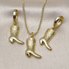 Juego de Arete y Dije de Adulto 10.341.0017 Oro Laminado, Diseño de Zapato, Pulido, Tono Dorado