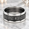 Anillo de Hombre 01.63.0637.07 Acero Inoxidable, Diseño de Cruz y Triple, Esmaltado Negro, Tono Plateado (Tamaño 7)