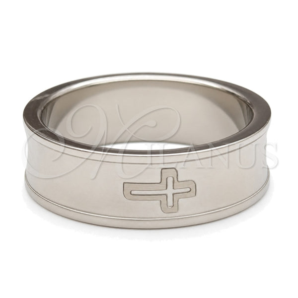Anillo de Hombre 01.63.0646.08 Acero Inoxidable, Diseño de Cruz, Mate, Tono Plateado (Size 8)
