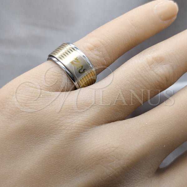 Anillo de Hombre 01.63.0647.08 Acero Inoxidable, Diseño de Amor y Duplo, Pulido, Tono Dorado (Size 8)