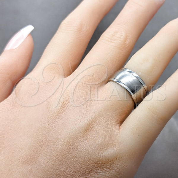 Anillo de Hombre 01.63.0650.08 Acero Inoxidable, Diseño de Duplo, Pulido Negro, Tono Plateado (Size 8)