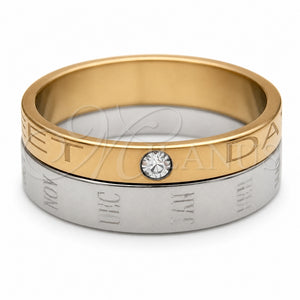 Anillo de Hombre 01.63.0652.06 Acero Inoxidable, Diseño de Duplo, con Blanca Cristal, Pulido, Tono Dorado (Size 6)