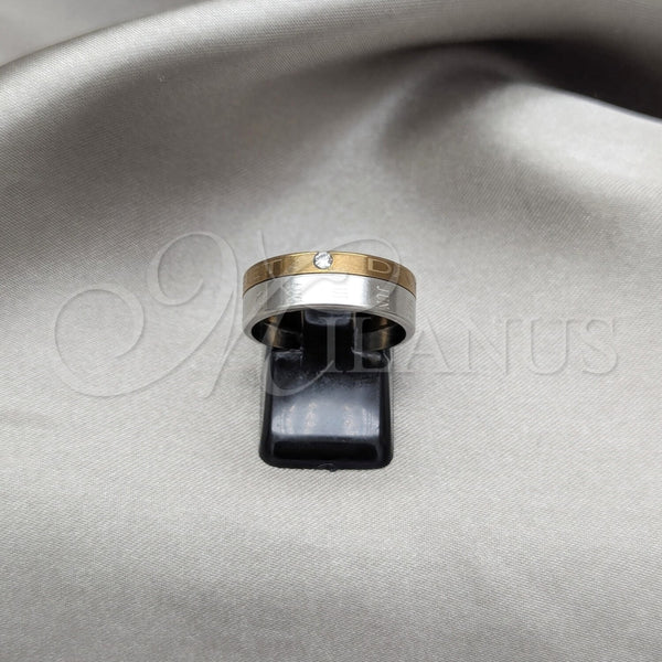 Anillo de Hombre 01.63.0652.07 Acero Inoxidable, con Blanca Cristal, Pulido, Tono Dorado (Size 7)