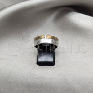 Anillo de Hombre 01.63.0652.07 Acero Inoxidable, con Blanca Cristal, Pulido, Tono Dorado (Size 7)