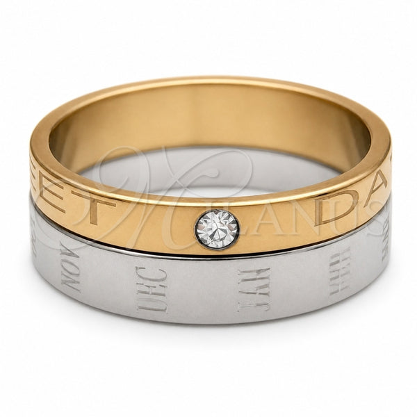 Anillo de Hombre 01.63.0652.07 Acero Inoxidable, con Blanca Cristal, Pulido, Tono Dorado (Size 7)