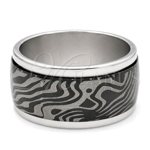 Anillo de Hombre 01.63.0654.06 Acero Inoxidable, Diseño de Duplo, Esmaltado Negro, Tono Plateado (Size 6)