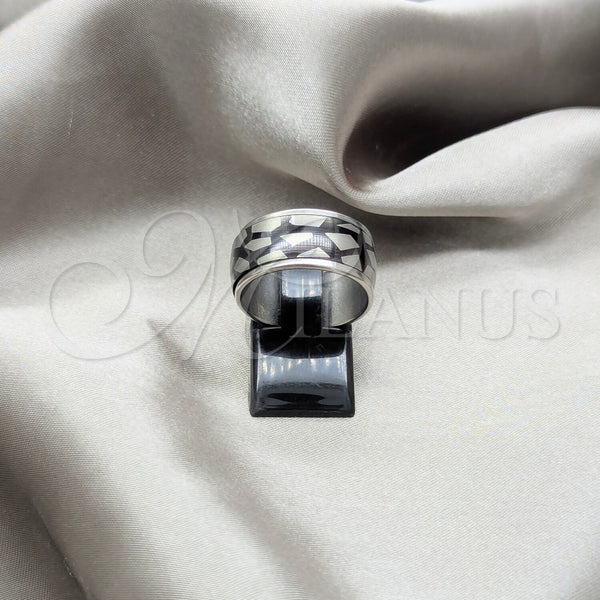 Anillo de Hombre 01.63.0654.08 Acero Inoxidable, Diseño de Duplo, Esmaltado Negro, Tono Plateado (Size 8)