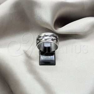 Anillo de Hombre 01.63.0654.10 Acero Inoxidable, Diseño de Duplo, Esmaltado Negro, Tono Plateado (Size 10)