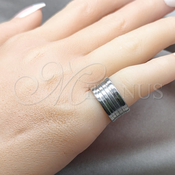 Anillo de Hombre 01.63.0655.06 Acero Inoxidable, Pulido Negro, Tono Plateado (Size 6)