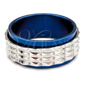 Anillo de Hombre 01.63.0656.06 Acero Inoxidable, Diseño de Duplo, Esmaltado Azul, Tono Plateado (Size 6)