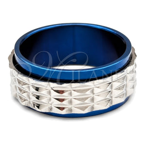 Anillo de Hombre 01.63.0656.07 Acero Inoxidable, Diseño de Duplo, Esmaltado Azul, Tono Plateado (Size 7)