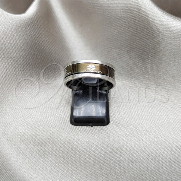 Anillo de Hombre 01.63.0657.09 Acero Inoxidable, Diseño de Trébol de Cuatro Hojas y Triple, Esmaltado Violeta, Tono Plateado (Size 9)