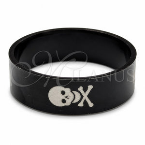 Anillo de Hombre 01.63.0658.06 Acero Inoxidable, Diseño de Calavera, Pulido Negro, Rodinado Negro (Size 6)