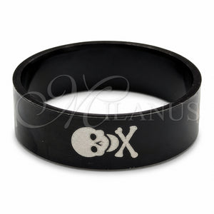 Anillo de Hombre 01.63.0658.06 Acero Inoxidable, Diseño de Calavera, Pulido Negro, Rodinado Negro (Size 6)