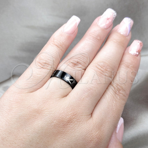 Anillo de Hombre 01.63.0658.10 Acero Inoxidable, Diseño de Estrella y Serpiente, Pulido Negro, Rodinado Negro (Size 10)