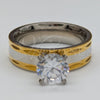 Anillo Elegante 01.63.0659.09 Acero Inoxidable, con Blanca Zirconia Cubica, Pulido, Tono Dorado (Size 9)