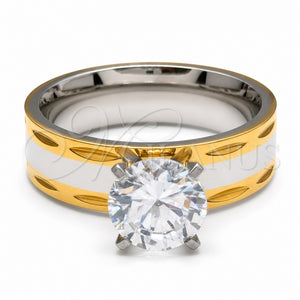 Anillo Elegante 01.63.0659.09 Acero Inoxidable, con Blanca Zirconia Cubica, Pulido, Tono Dorado (Size 9)