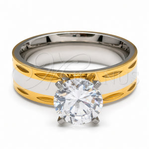 Anillo Elegante 01.63.0659.09 Acero Inoxidable, con Blanca Zirconia Cubica, Pulido, Tono Dorado (Size 9)