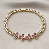 Pulsera Elegante 03.283.0480.07 Oro Laminado, con Blanca Zirconia Cubica and Rubi Micro Pave, Pulido, Tono Dorado (10 MM Thickness, 8 Inches Length)