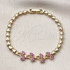Pulsera Elegante 03.283.0481.07 Oro Laminado, Diseño de Cereza, con Rubi Micro Pave, Pulido, Tono Dorado (Thickness, 8 Inches Length)