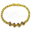 Pulsera Elegante 03.283.0481.07 Oro Laminado, Diseño de Cereza, con Rubi Micro Pave, Pulido, Tono Dorado (Thickness, 8 Inches Length)