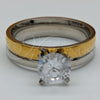 Anillo Elegante 01.63.0660.10 Acero Inoxidable, con Blanca Zirconia Cubica, Pulido, Tono Dorado (Size 10)