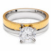 Anillo Elegante 01.63.0660.10 Acero Inoxidable, con Blanca Zirconia Cubica, Pulido, Tono Dorado (Size 10)