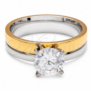 Anillo Elegante 01.63.0660.10 Acero Inoxidable, con Blanca Zirconia Cubica, Pulido, Tono Dorado (Size 10)