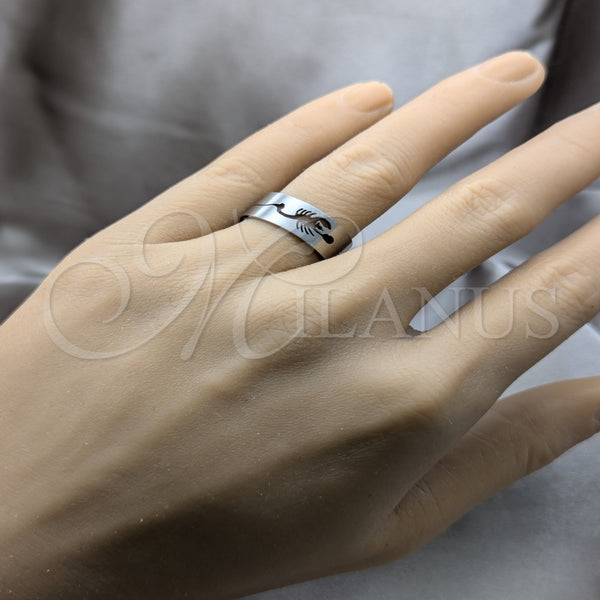 Anillo de Hombre 01.63.0661.09 Acero Inoxidable, Diseño de Mariposa y Escorpión, Pulido, Tono Plateado (Size 9)