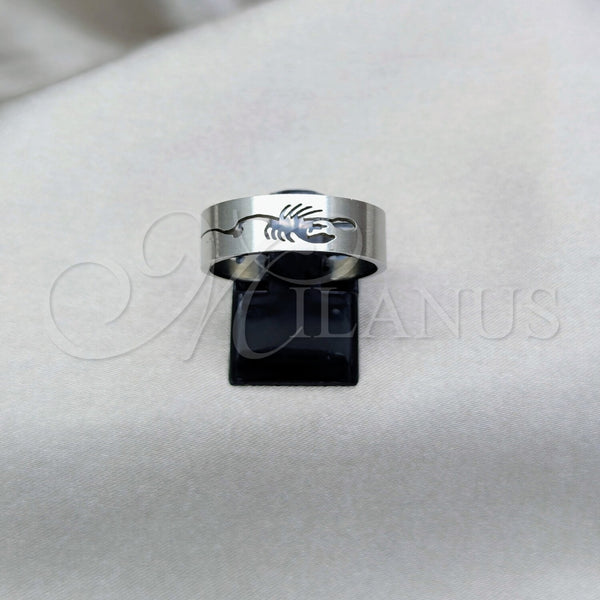 Anillo de Hombre 01.63.0661.09 Acero Inoxidable, Diseño de Mariposa y Escorpión, Pulido, Tono Plateado (Size 9)