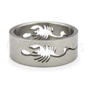 Anillo de Hombre 01.63.0661.09 Acero Inoxidable, Diseño de Mariposa y Escorpión, Pulido, Tono Plateado (Size 9)