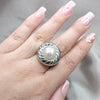 Anillo Elegante 01.63.0664.10 Acero Inoxidable, con Blanca Perla, Pulido, Tono Plateado (Size 10)