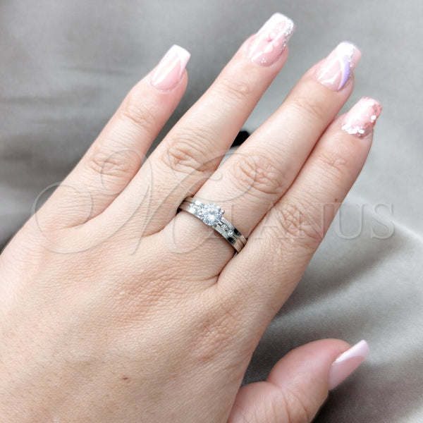 Anillo Elegante 01.63.0665.10 Acero Inoxidable, con Blanca Zirconia Cubica, Pulido, Tono Plateado (Size 10)