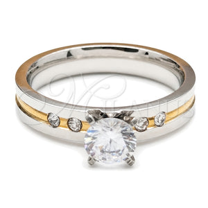 Anillo Elegante 01.63.0666.09 Acero Inoxidable, con Blanca Zirconia Cubica, Pulido, Tono Plateado (Size 9)