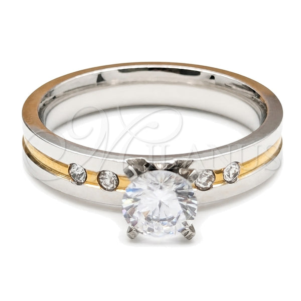 Anillo Elegante 01.63.0666.10 Acero Inoxidable, con Blanca Zirconia Cubica, Pulido, Tono Plateado (Size 10)