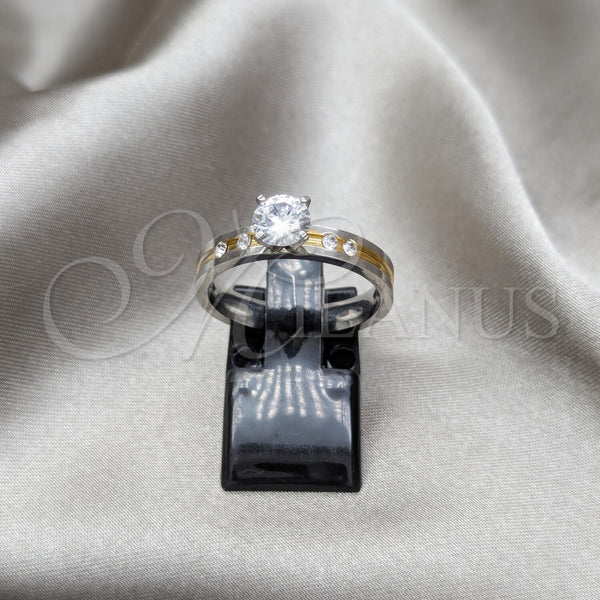 Anillo Elegante 01.63.0666.11 Acero Inoxidable, con Blanca Zirconia Cubica, Pulido, Tono Plateado (Size 11)