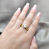 Anillo Elegante 01.63.0667.10 Acero Inoxidable, con Blanca Zirconia Cubica, Pulido, Tono Dorado (Size 10)