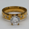 Anillo Elegante 01.63.0667.10 Acero Inoxidable, con Blanca Zirconia Cubica, Pulido, Tono Dorado (Size 10)