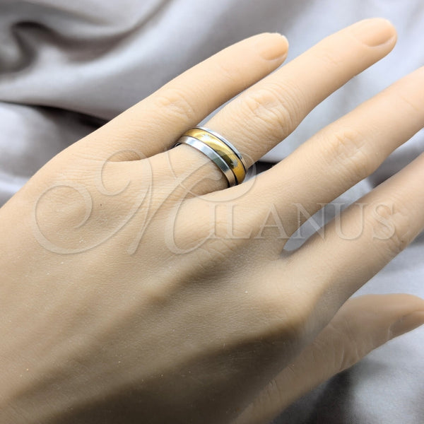 Anillo de Hombre 01.63.0668.07 Acero Inoxidable, Diseño de Duplo, Pulido, Tono Dorado (Size 7)