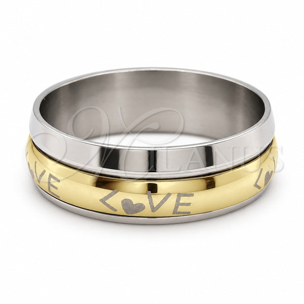 Anillo de Hombre 01.63.0668.08 Acero Inoxidable, Diseño de Duplo, Pulido, Tono Dorado (Size 8)