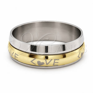 Anillo de Hombre 01.63.0668.10 Acero Inoxidable, Diseño de Amor y Duplo, Pulido, Tono Dorado (Tamaño 10)