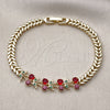 Pulsera Elegante 03.283.0483.07 Oro Laminado, Diseño de Cereza, con Rubi and Verde Zirconia Cubica, Pulido, Tono Dorado (Thickness, 8 Inches Length)