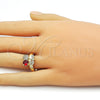 Anillo Multi Piedra 01.284.0109 Oro Laminado, Diseño de Cereza, con Granate Zirconia Cubica and Blanca Micro Pave, Pulido, Tono Dorado (One size fits all)