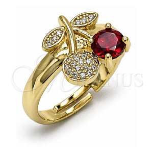 Anillo Multi Piedra 01.284.0109 Oro Laminado, Diseño de Cereza, con Zirconia Cubica Granate y Micro Pave Blanca, Pulido, Tono Dorado (Talla Unica)