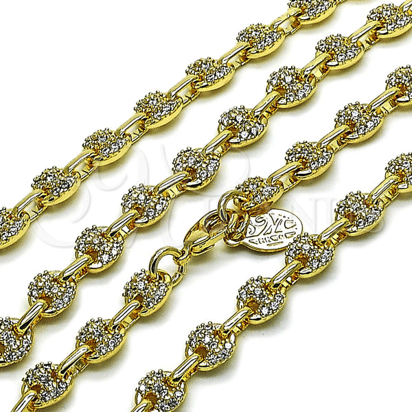 Gargantilla Elegante 04.63.1401.20 Oro Laminado, Diseño de Puff Mariner, con Blanca Micro Pave, Pulido, Tono Dorado (Thickness, 20 Inches Length)