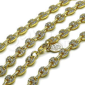 Gargantilla Elegante 04.63.1401.20 Oro Laminado, Diseño de Puff Mariner, con Blanca Micro Pave, Pulido, Tono Dorado (Thickness, 20 Inches Length)