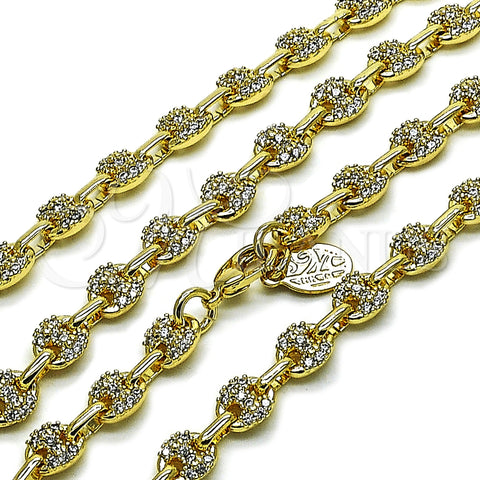 Gargantilla Elegante 04.63.1401.20 Oro Laminado, Diseño de Puff Mariner, con Blanca Micro Pave, Pulido, Tono Dorado (Thickness, 20 Inches Length)