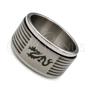 Anillo de Hombre 01.63.0671.06 Acero Inoxidable, Diseño de Largatija y Libélula, Pulido, Tono Plateado (Size 6)