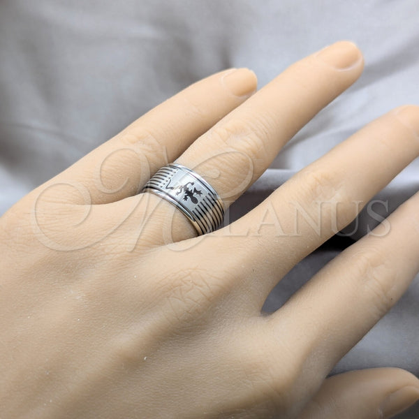 Anillo de Hombre 01.63.0671.09 Acero Inoxidable, Diseño de Flor y Escorpión, Pulido, Tono Plateado (Size 9)